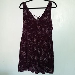 Deep burgundy airy floral deep V neck and back